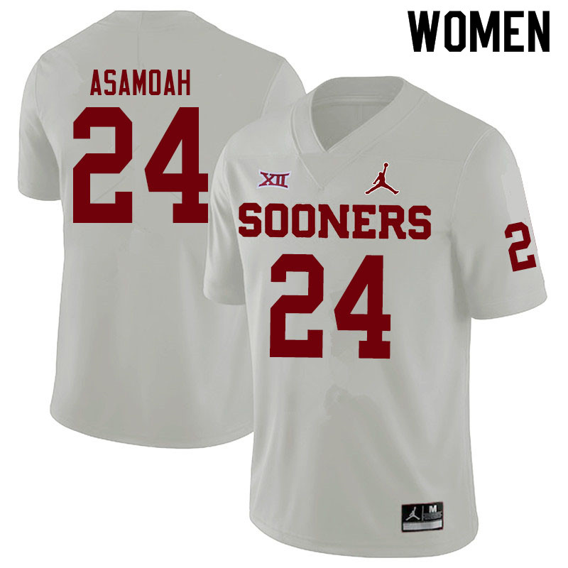 Women #24 Brian Asamoah Oklahoma Sooners Jordan Brand College Football Jerseys Sale-White